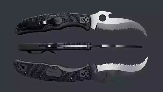 Spyderco Matriarch 2 Lightweight Folding Knife PBR Game Ready Low-poly 3D model