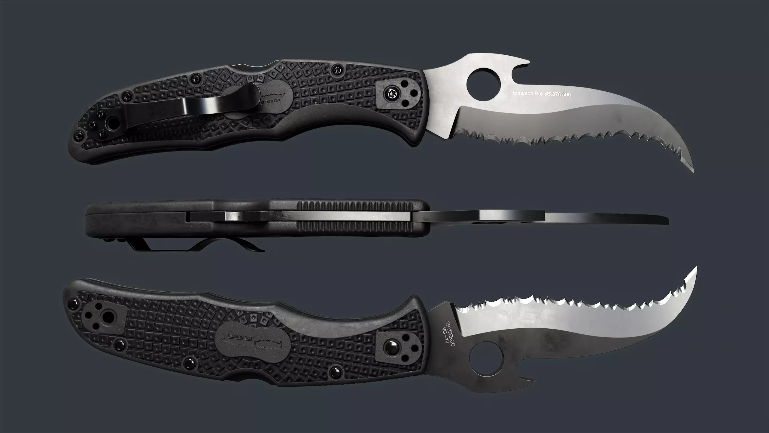 Spyderco Matriarch 2 Lightweight Folding Knife PBR Game Ready Low-poly 3D model_0