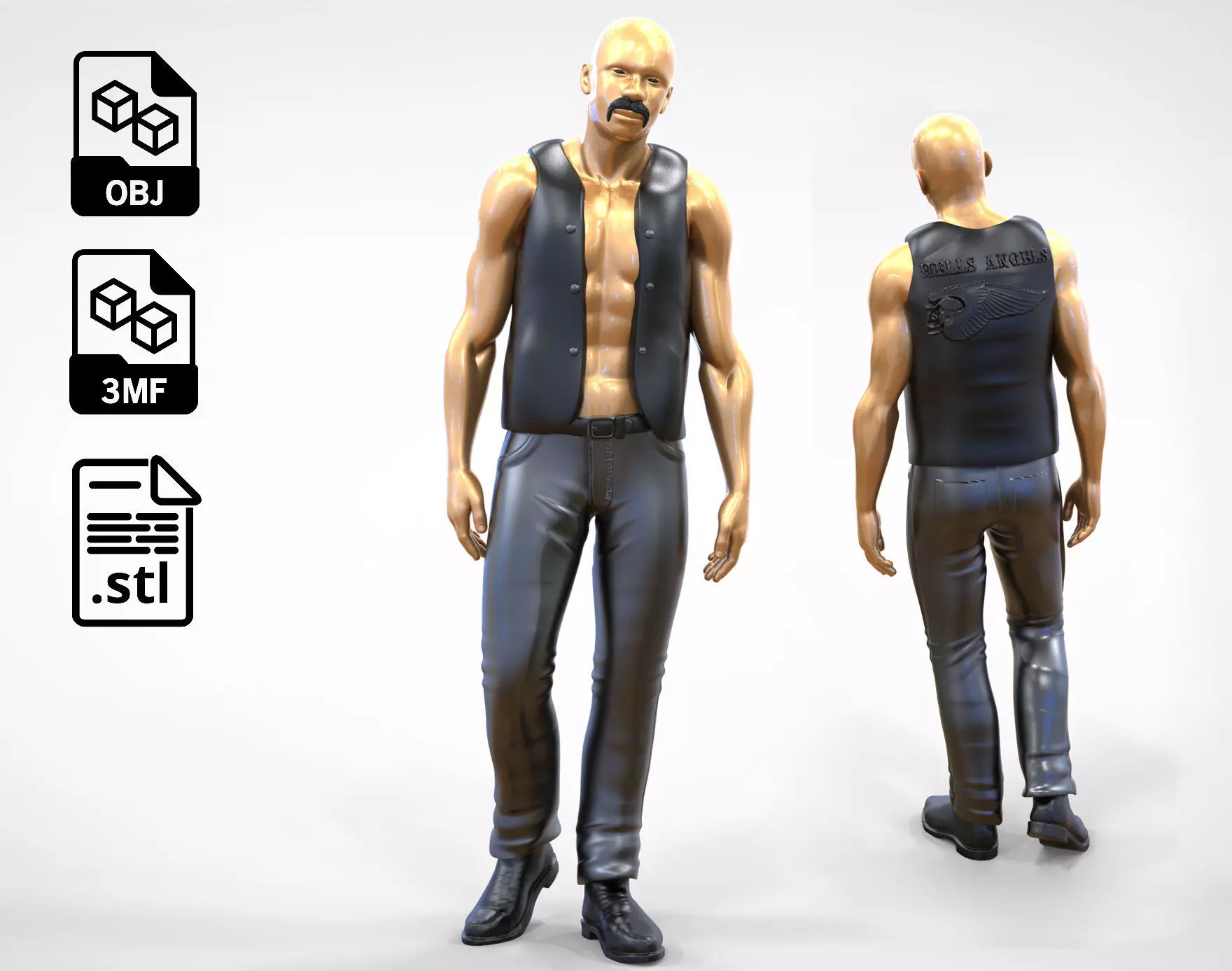 N4 Outlaw Biker Standing 3D print model
