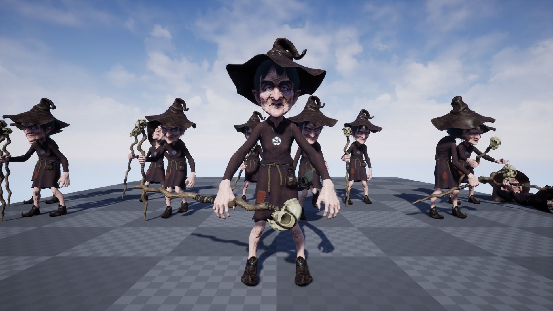 Witch Game Ready wizard holding scepter Low-poly 3D model_28