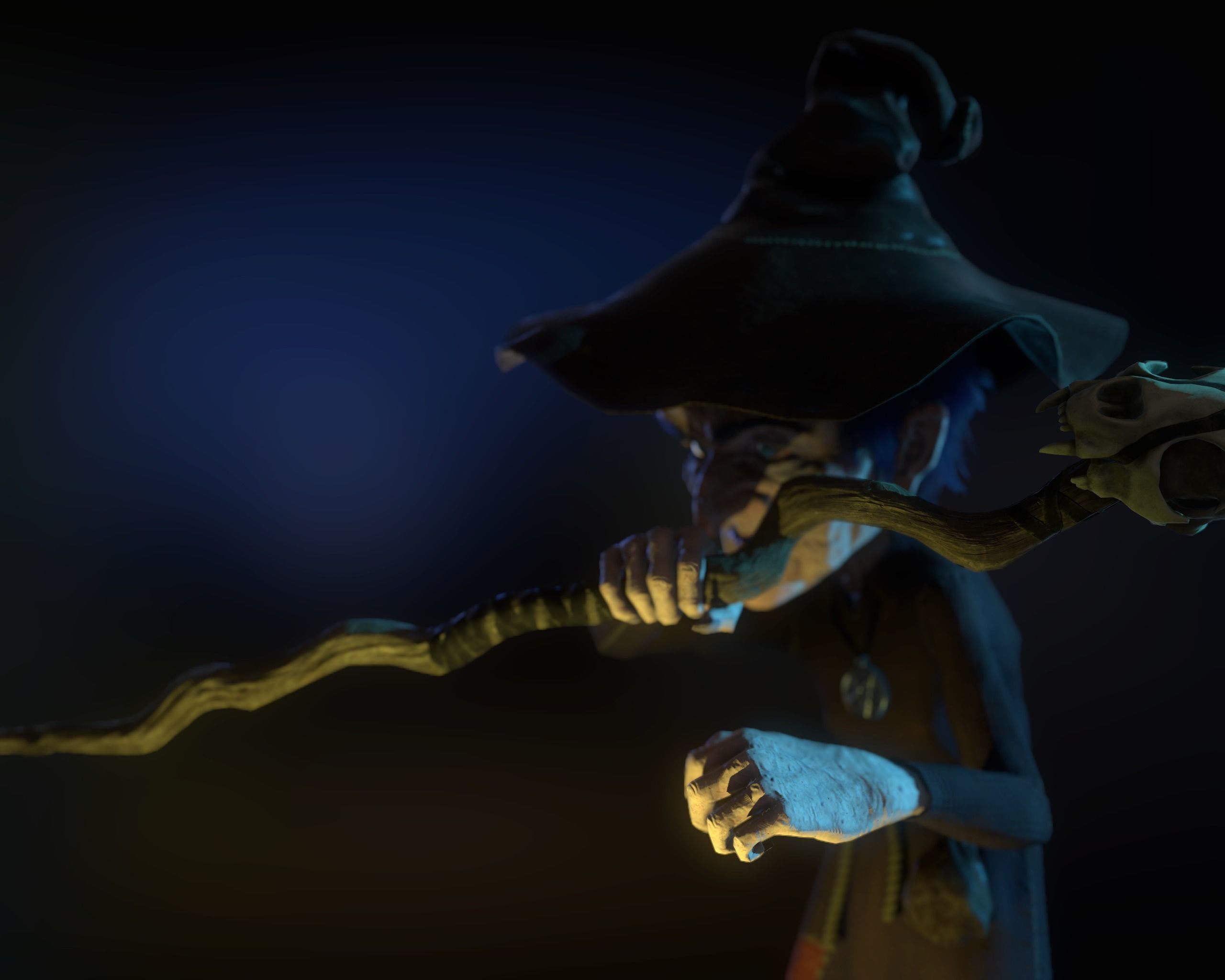 Witch Game Ready wizard holding scepter Low-poly 3D model_8