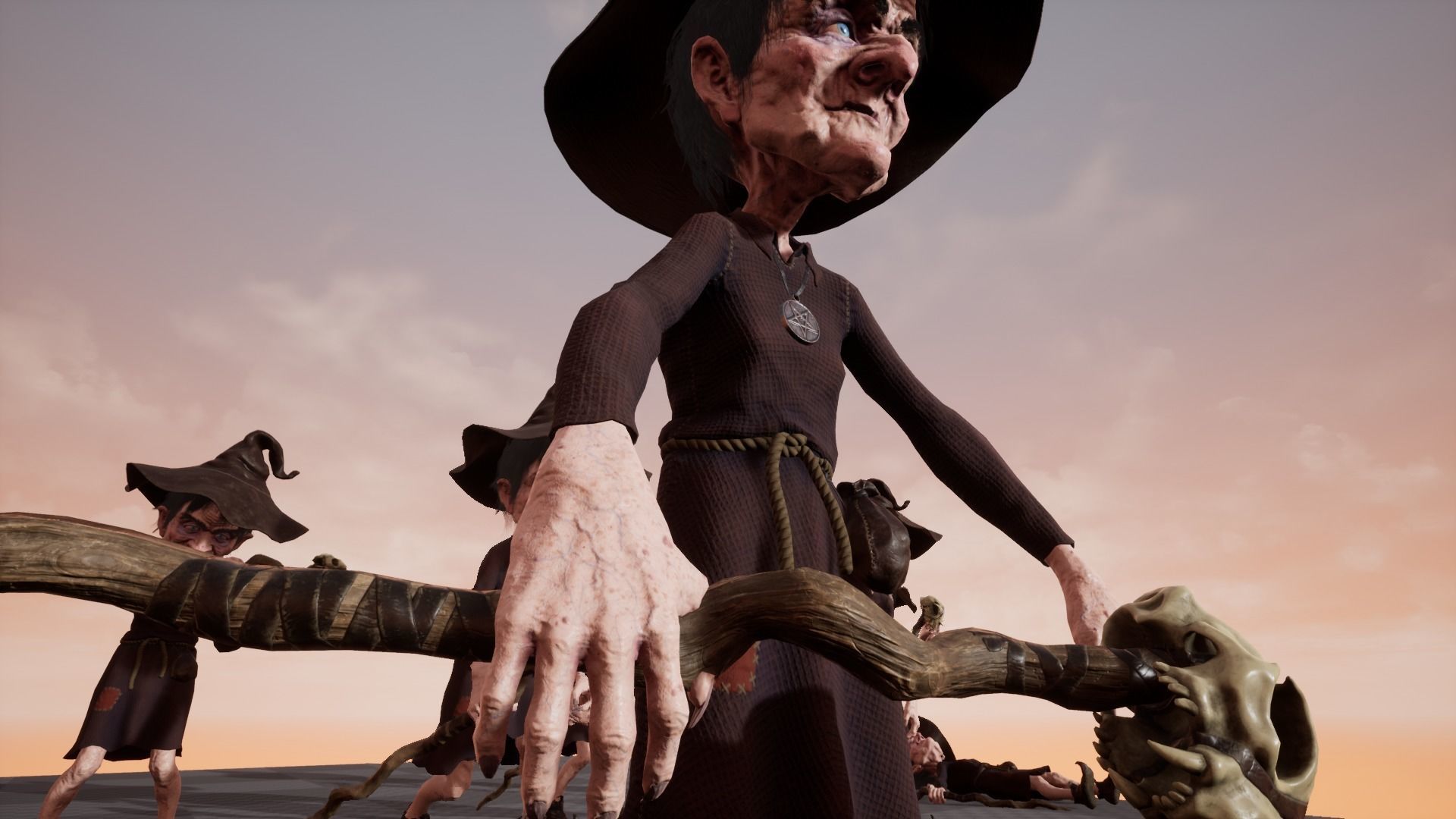 Witch Game Ready wizard holding scepter Low-poly 3D model_18