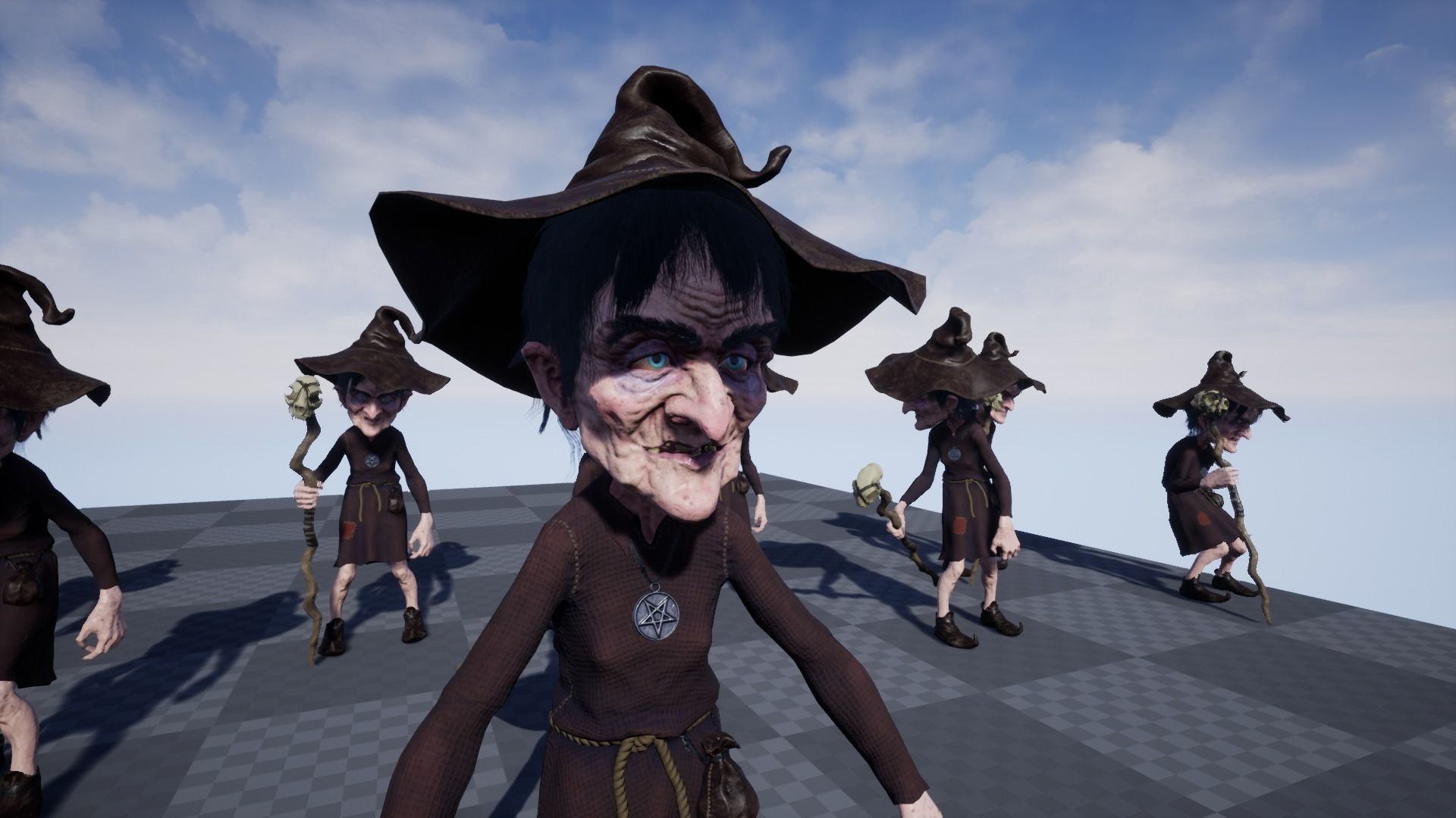 Witch Game Ready wizard holding scepter Low-poly 3D model_29