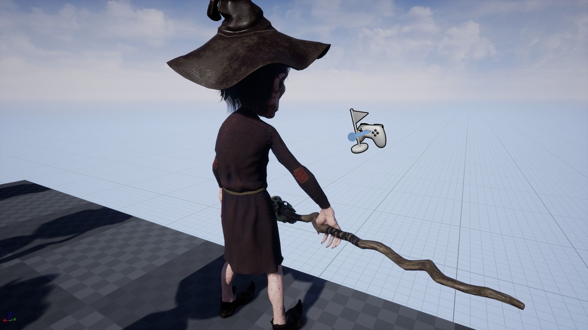 Witch Game Ready wizard holding scepter Low-poly 3D model_23
