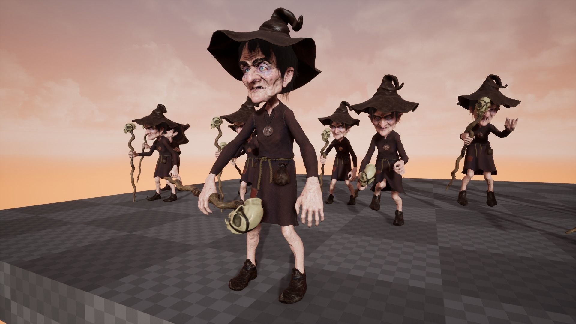 Witch Game Ready wizard holding scepter Low-poly 3D model_14