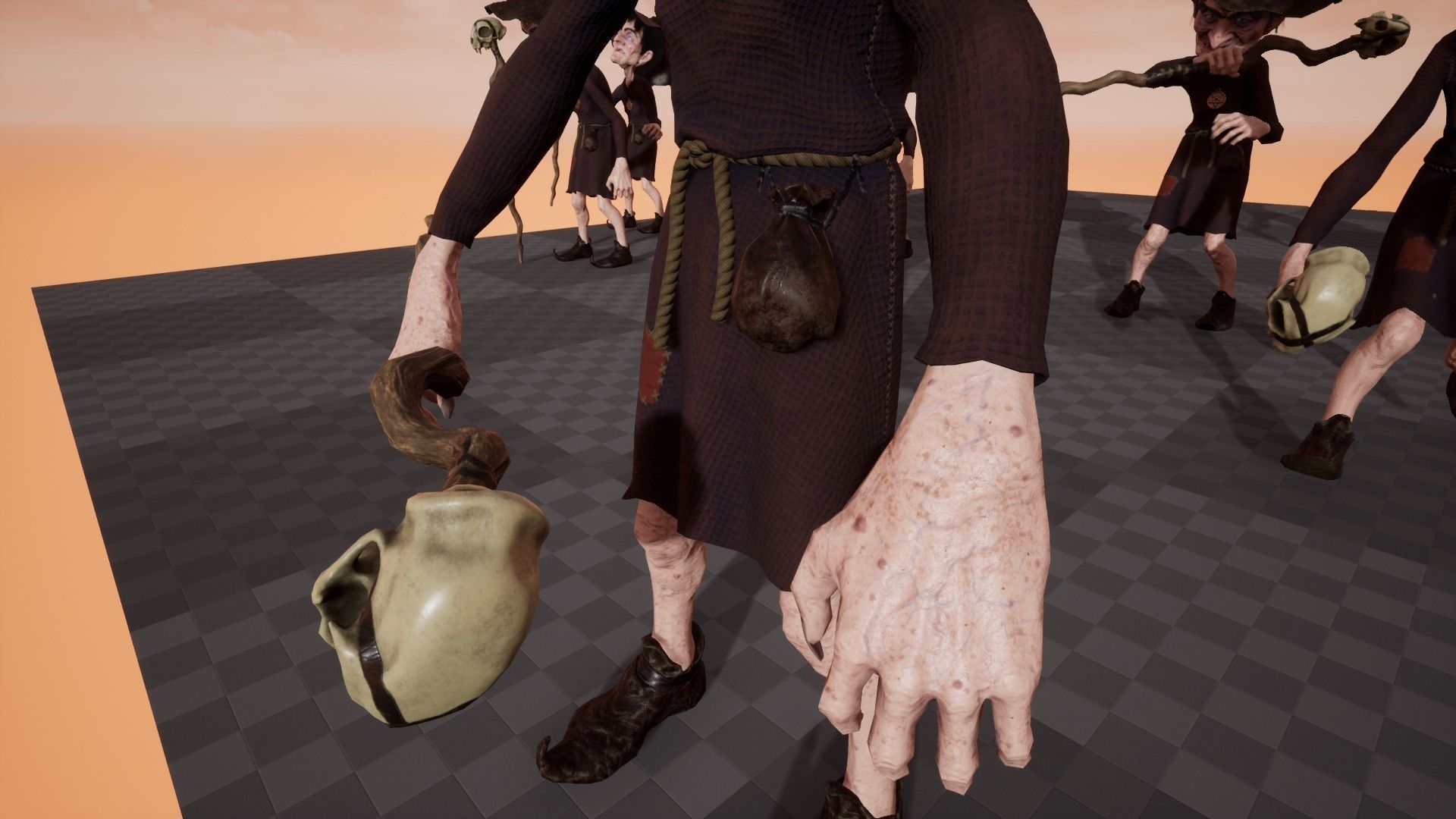 Witch Game Ready wizard holding scepter Low-poly 3D model_16