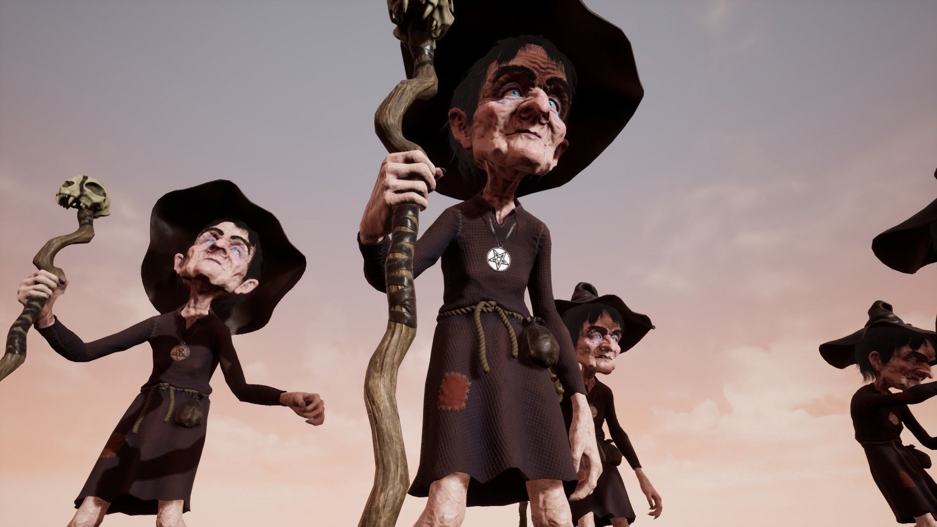 Witch Game Ready wizard holding scepter Low-poly 3D model_20