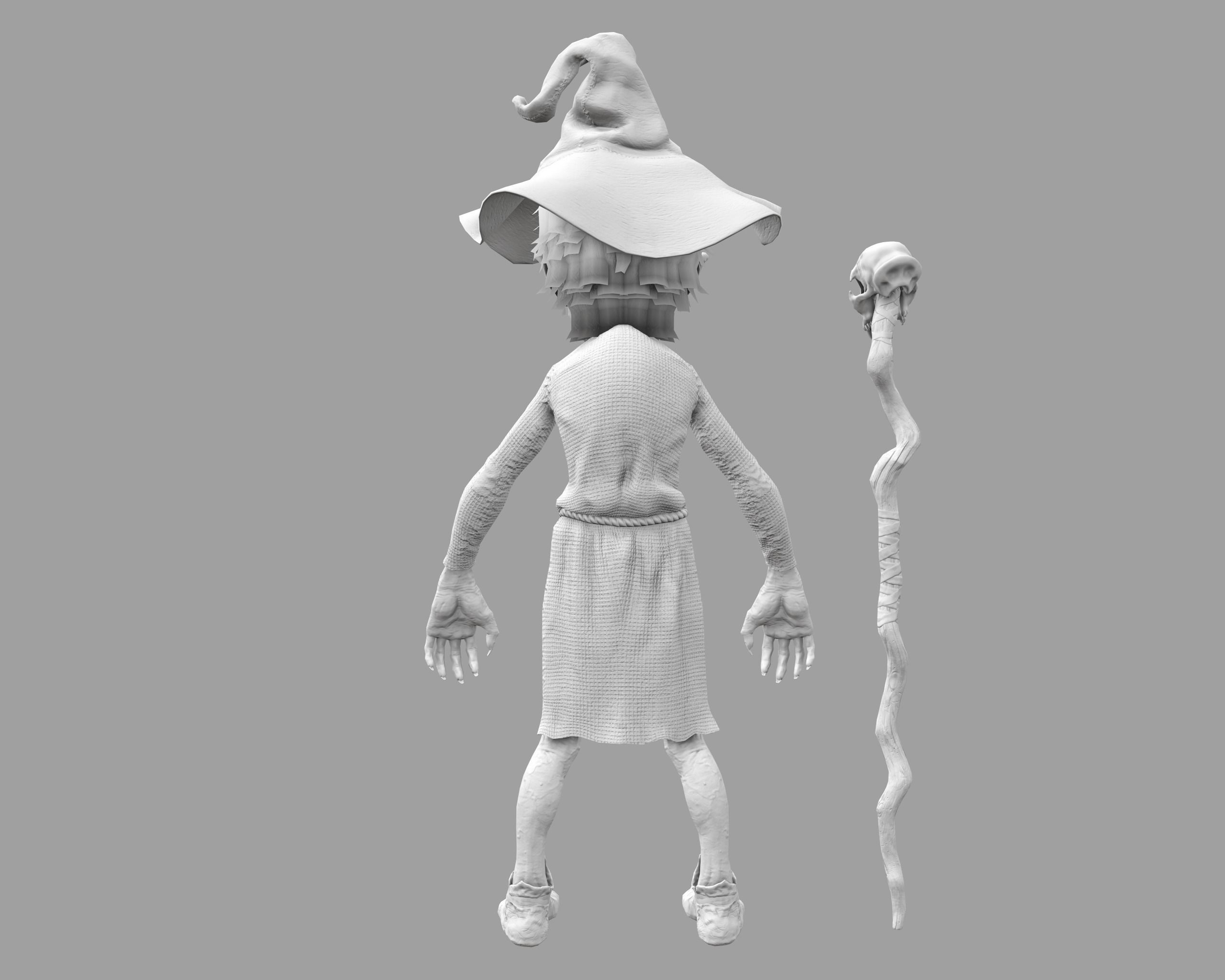 Witch Game Ready wizard holding scepter Low-poly 3D model_34