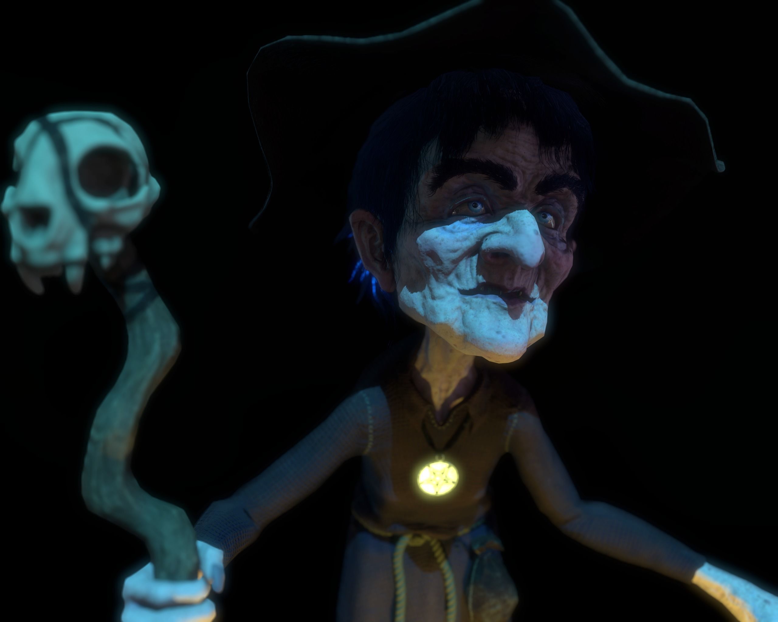 Witch Game Ready wizard holding scepter Low-poly 3D model_40