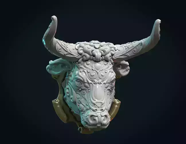 Ornate Bull Head 3D print model