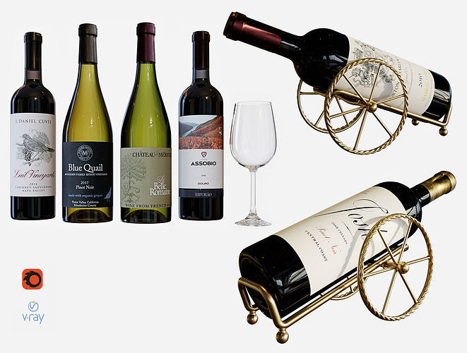Wine bottle set 17 3D model