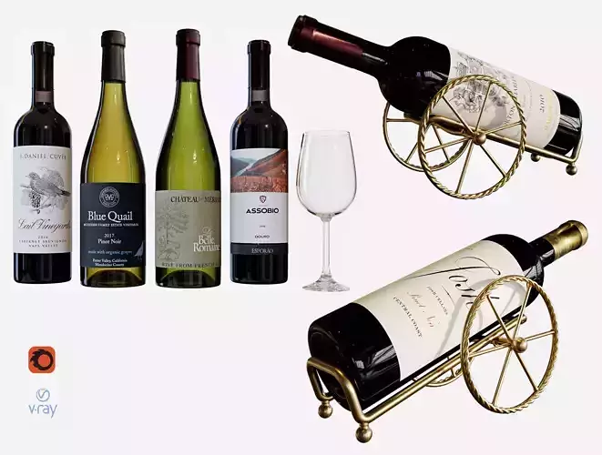 Wine bottle set 17 3D model