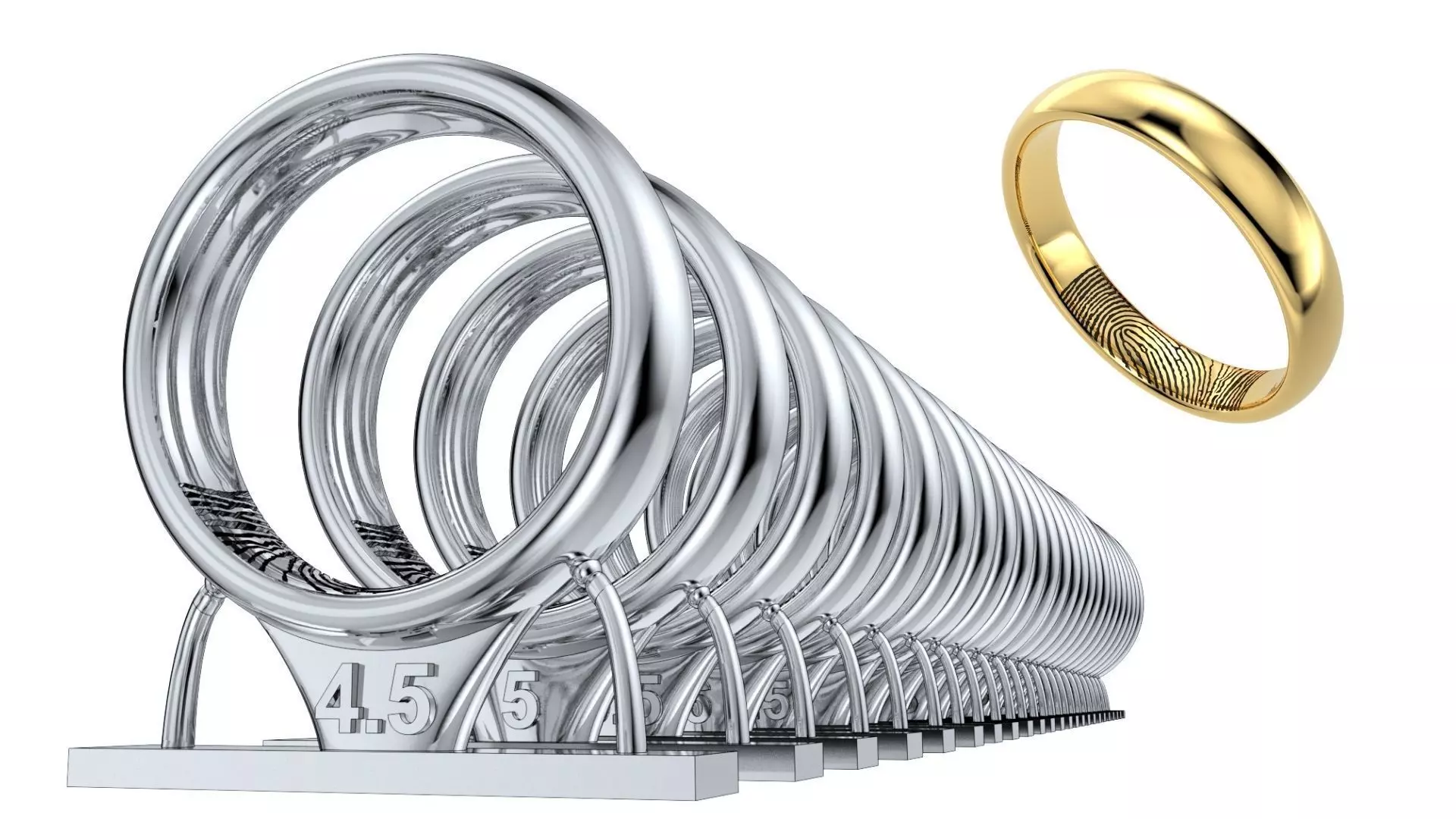 Fingerprint Ring Band All Sizes From 4-5 To 16 US -CC103AS 3D print model_0