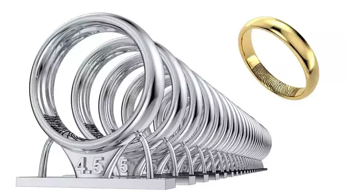 Fingerprint Ring Band All Sizes From 4-5 To 16 US -CC103AS