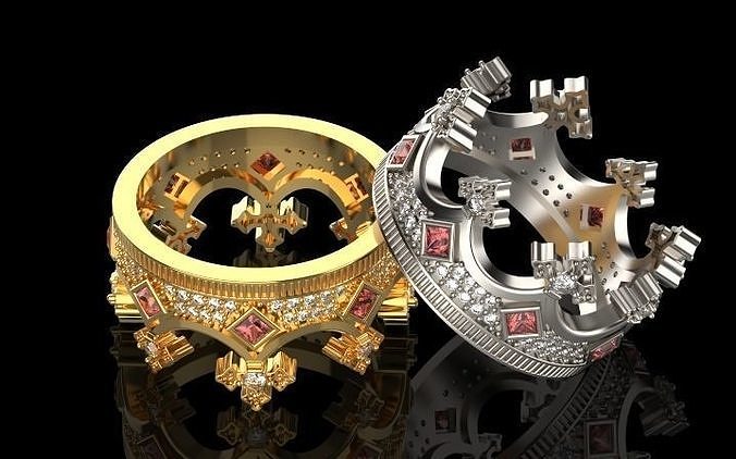 Elizabeth crown ring Silver Gold Print 3D print model