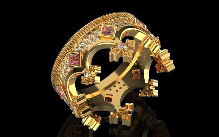 Elizabeth crown ring Silver Gold Print 3D print model_1