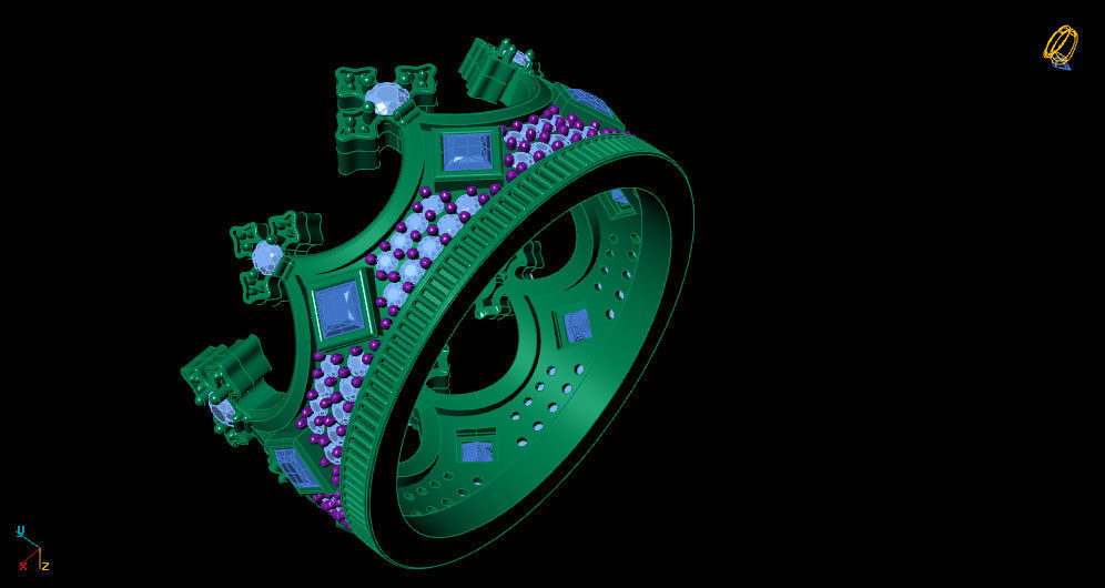 Elizabeth crown ring Silver Gold Print 3D print model_9