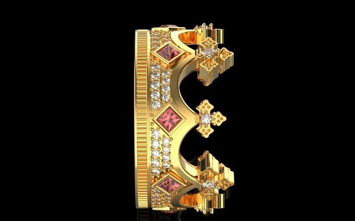 Elizabeth crown ring Silver Gold Print 3D print model_4