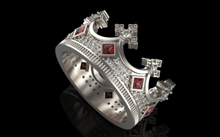 Elizabeth crown ring Silver Gold Print 3D print model_2