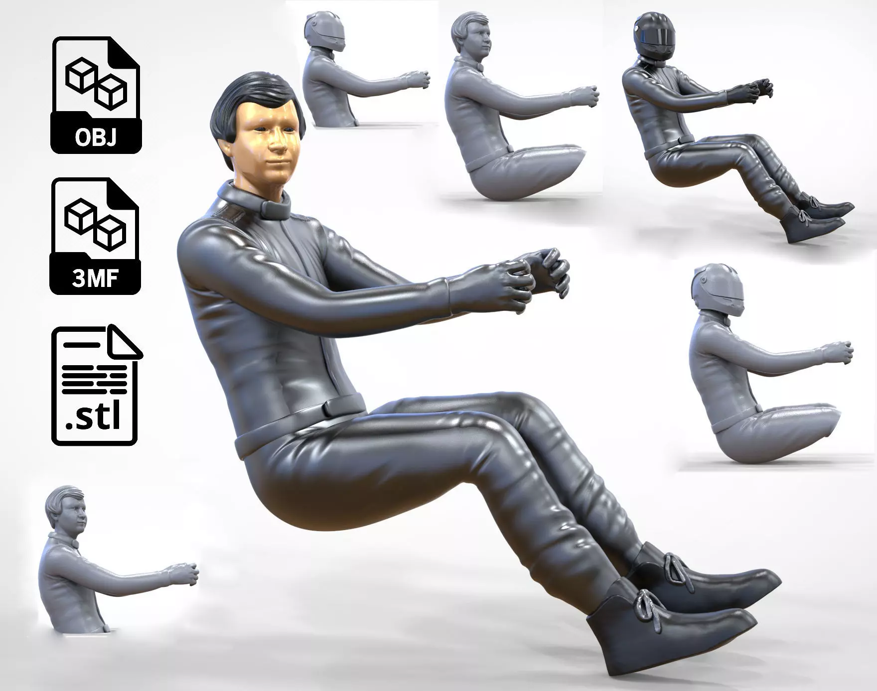 N3 Sitting Race Driver 1 64 Miniature 3D print model_0