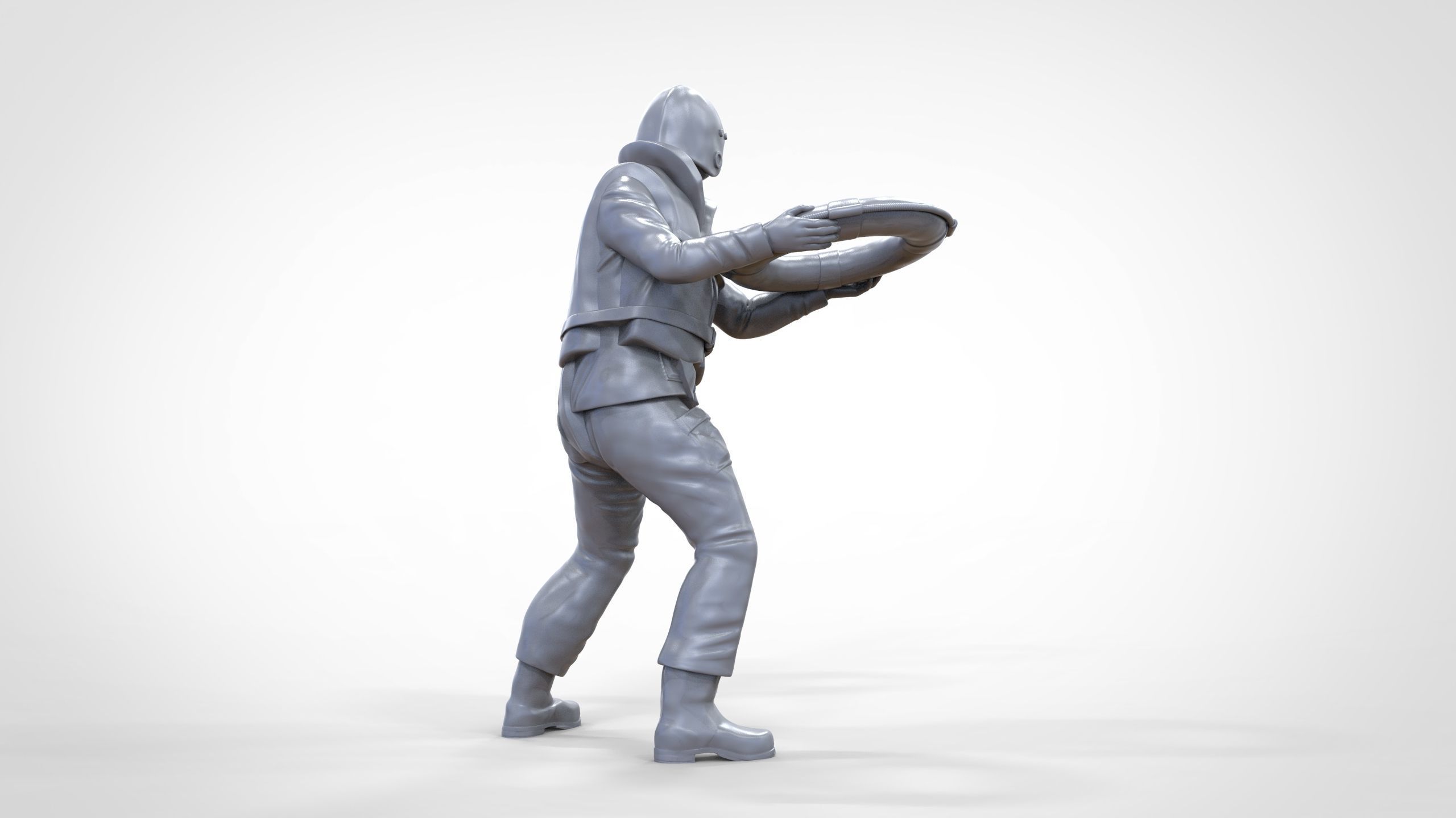 N4 Lifeboat Crew Volunteer RNLI Rescue crew throwing lifebuoy 3D print model_29