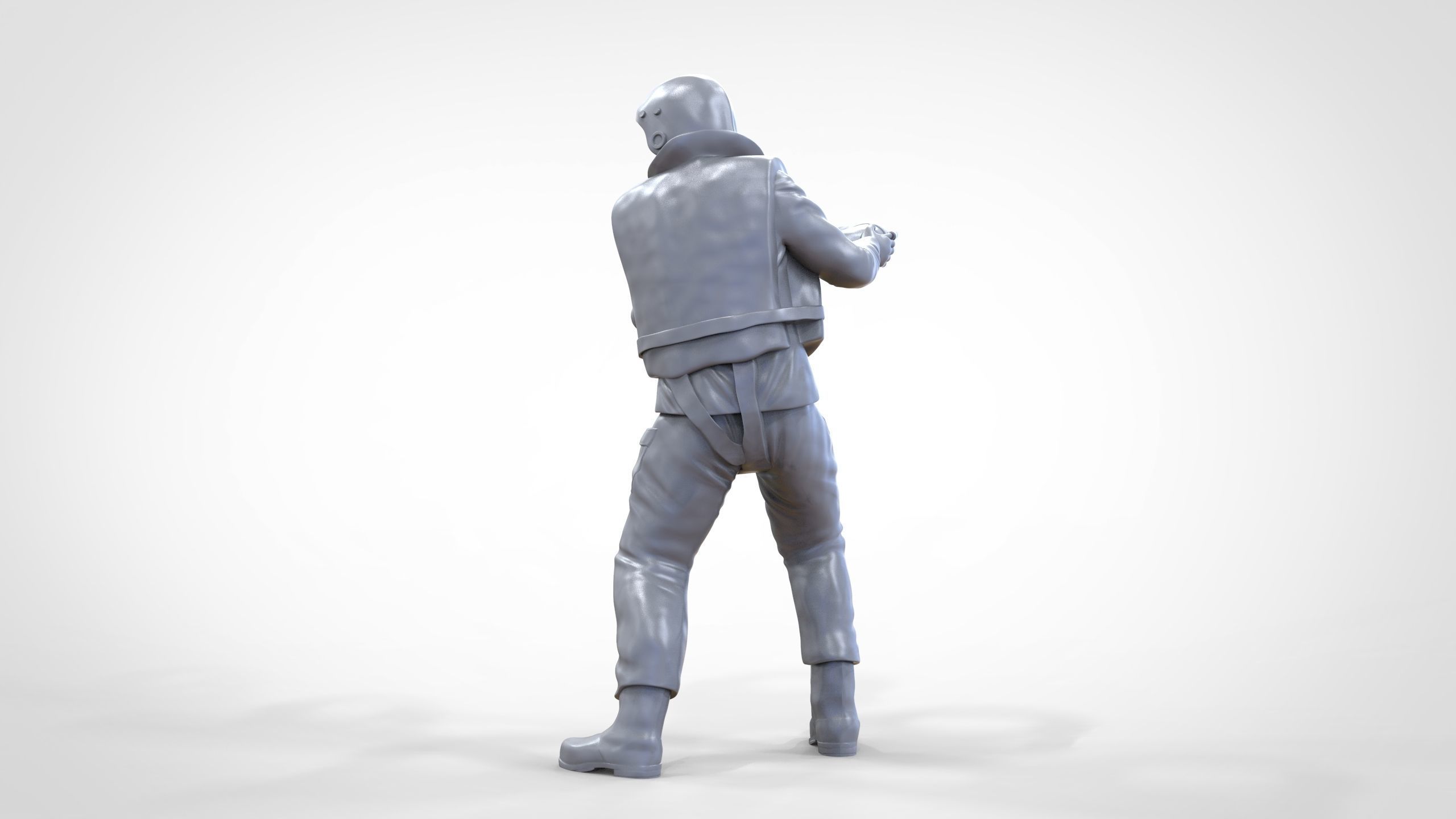 N4 Lifeboat Crew Volunteer RNLI Rescue crew throwing lifebuoy 3D print model_62