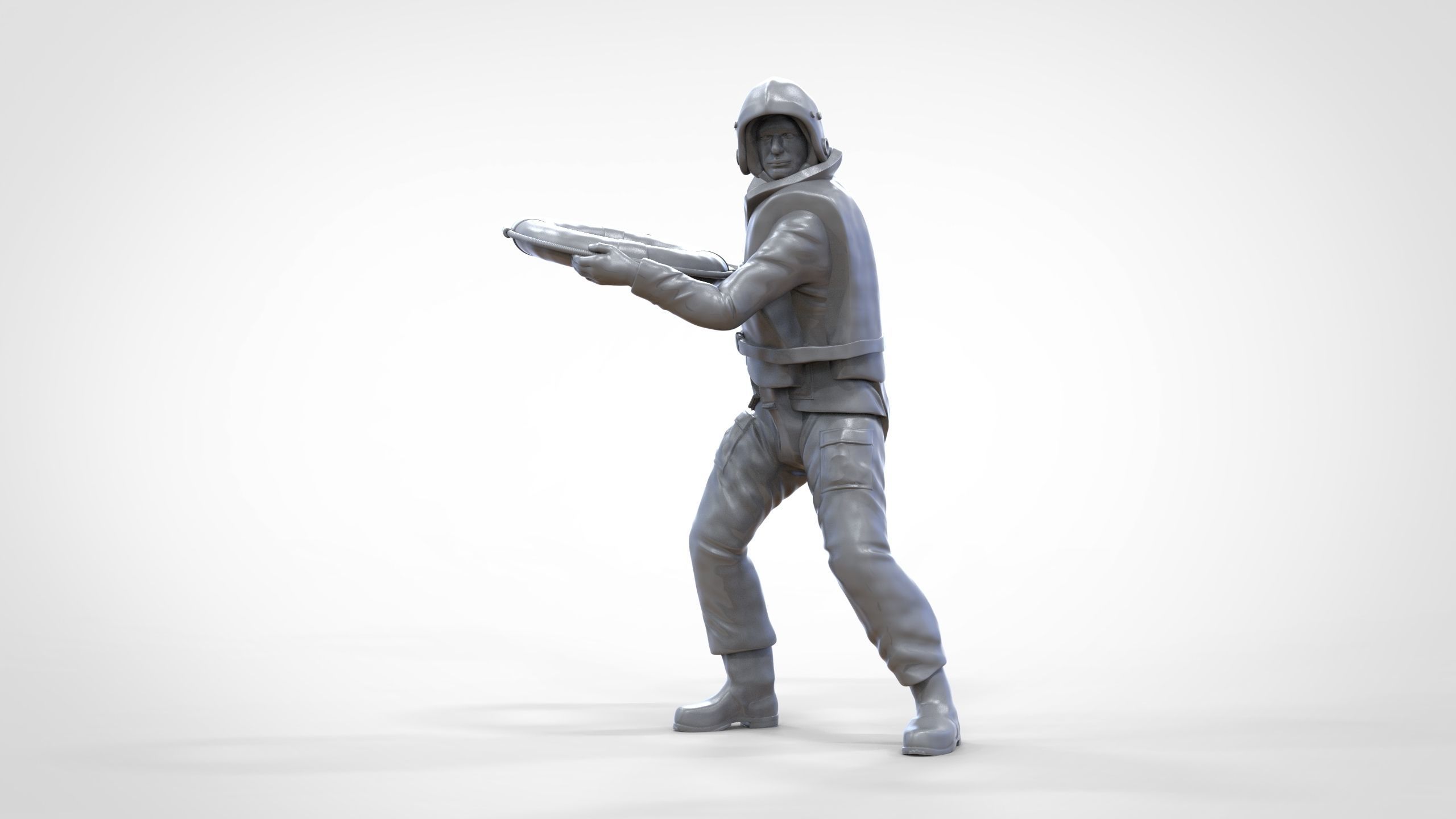 N4 Lifeboat Crew Volunteer RNLI Rescue crew throwing lifebuoy 3D print model_35