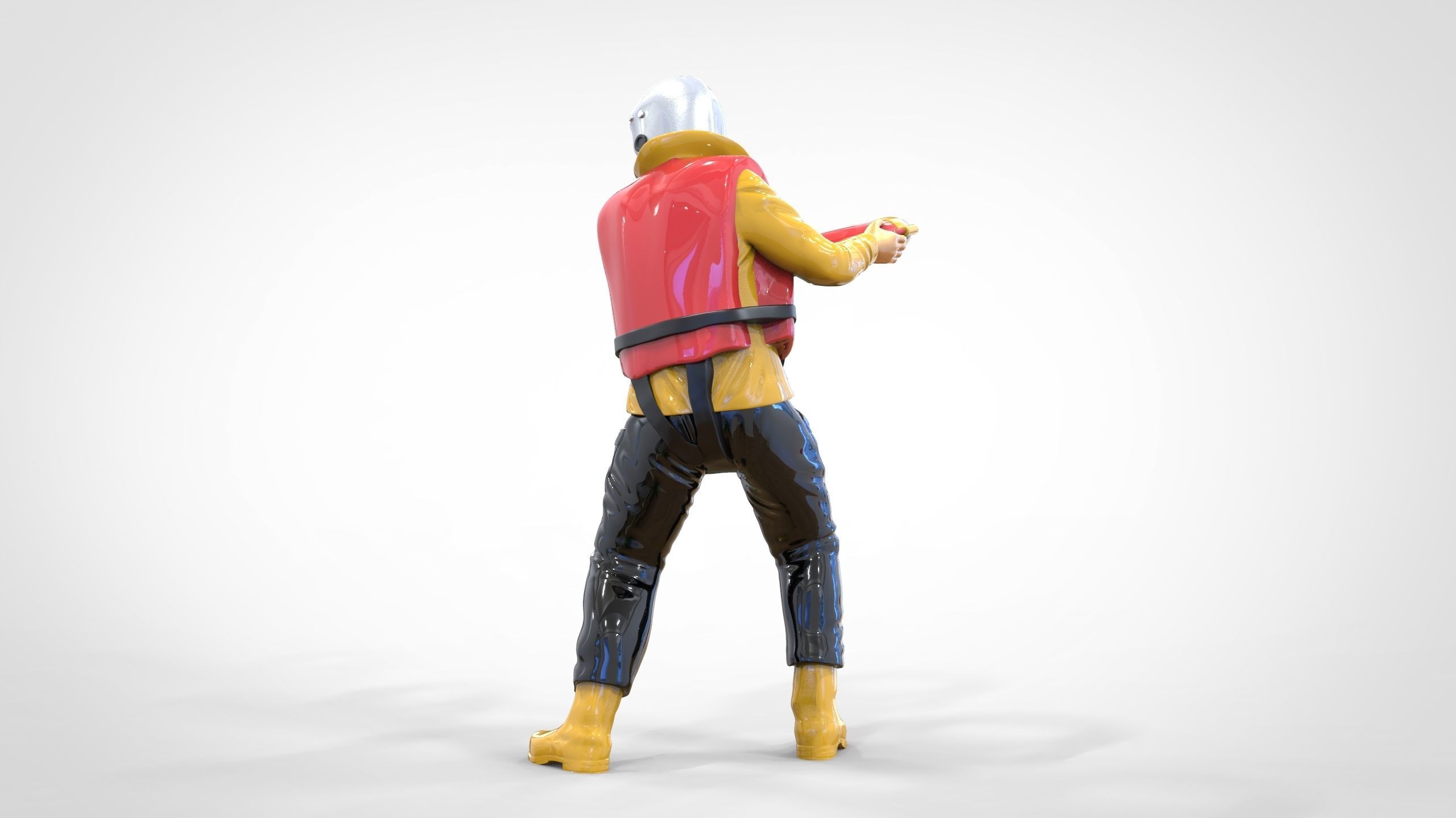 N4 Lifeboat Crew Volunteer RNLI Rescue crew throwing lifebuoy 3D print model_45