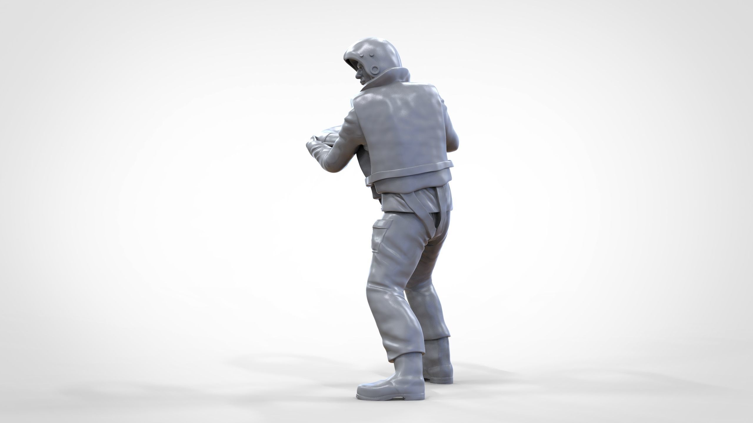 N4 Lifeboat Crew Volunteer RNLI Rescue crew throwing lifebuoy 3D print model_33