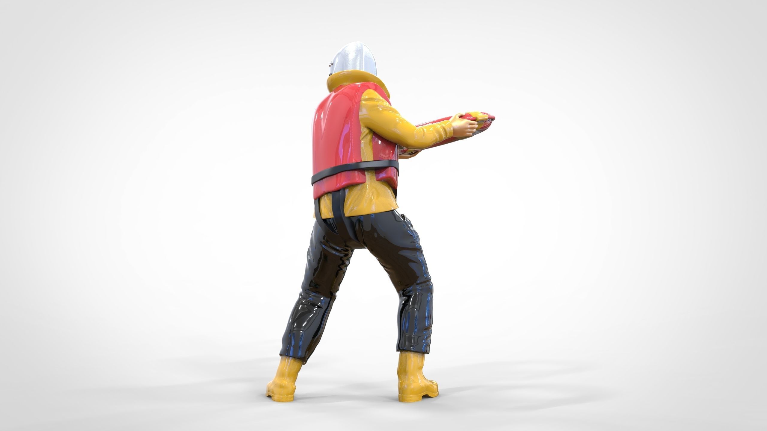 N4 Lifeboat Crew Volunteer RNLI Rescue crew throwing lifebuoy 3D print model_7