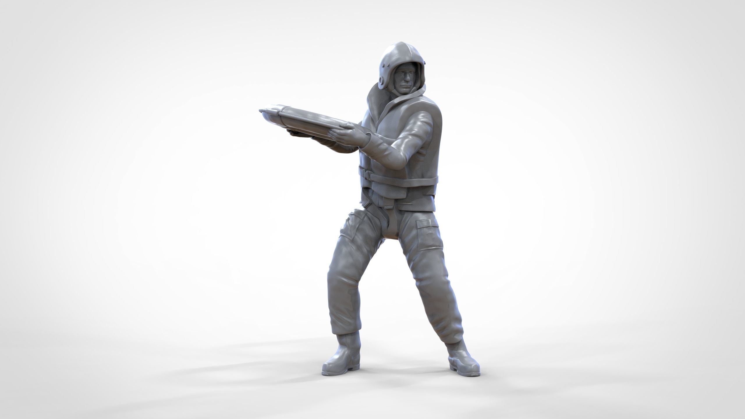 N4 Lifeboat Crew Volunteer RNLI Rescue crew throwing lifebuoy 3D print model_36