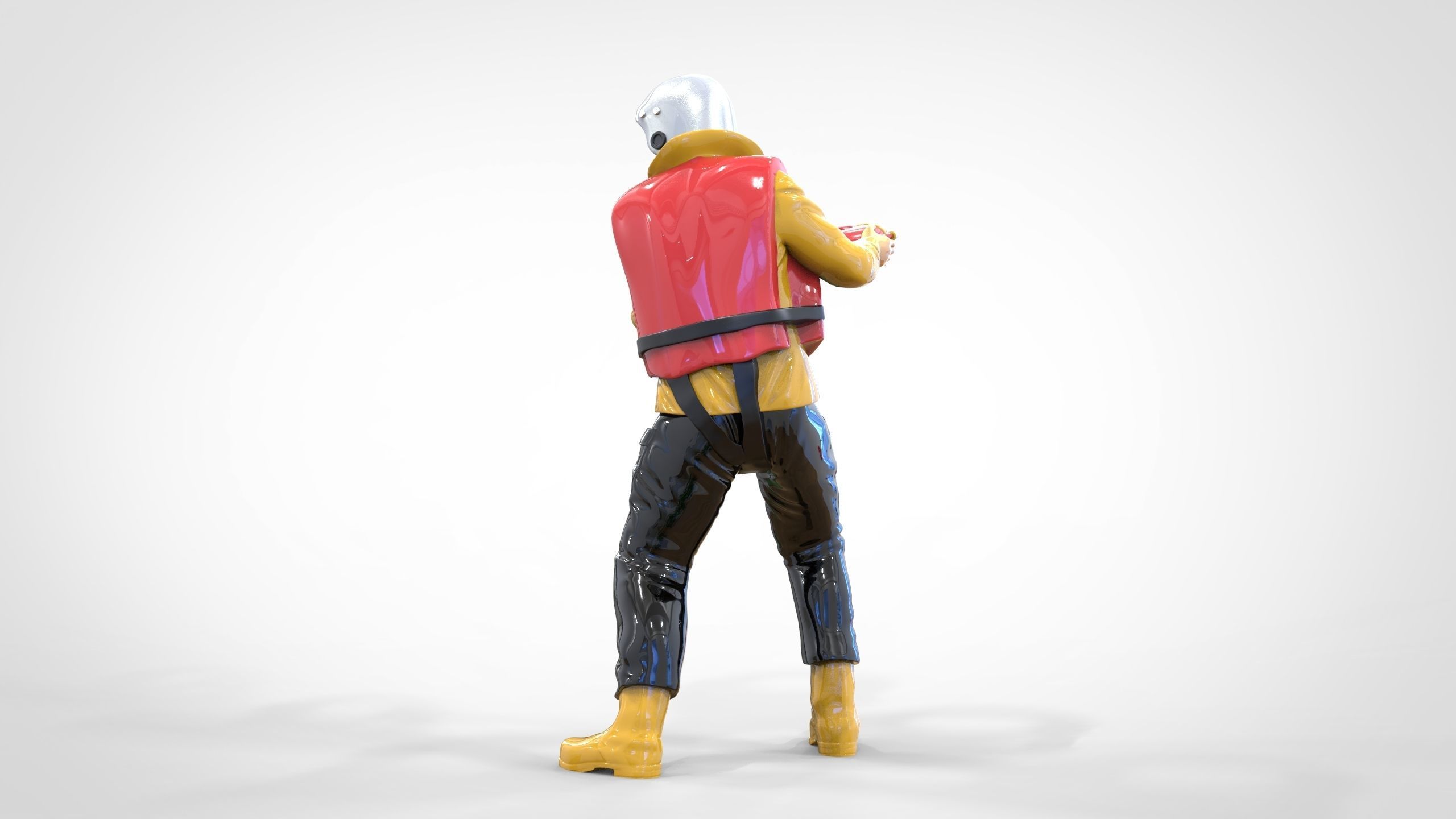 N4 Lifeboat Crew Volunteer RNLI Rescue crew throwing lifebuoy 3D print model_46