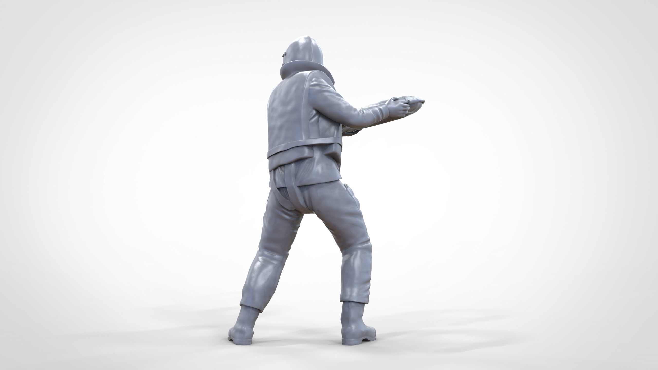 N4 Lifeboat Crew Volunteer RNLI Rescue crew throwing lifebuoy 3D print model_61