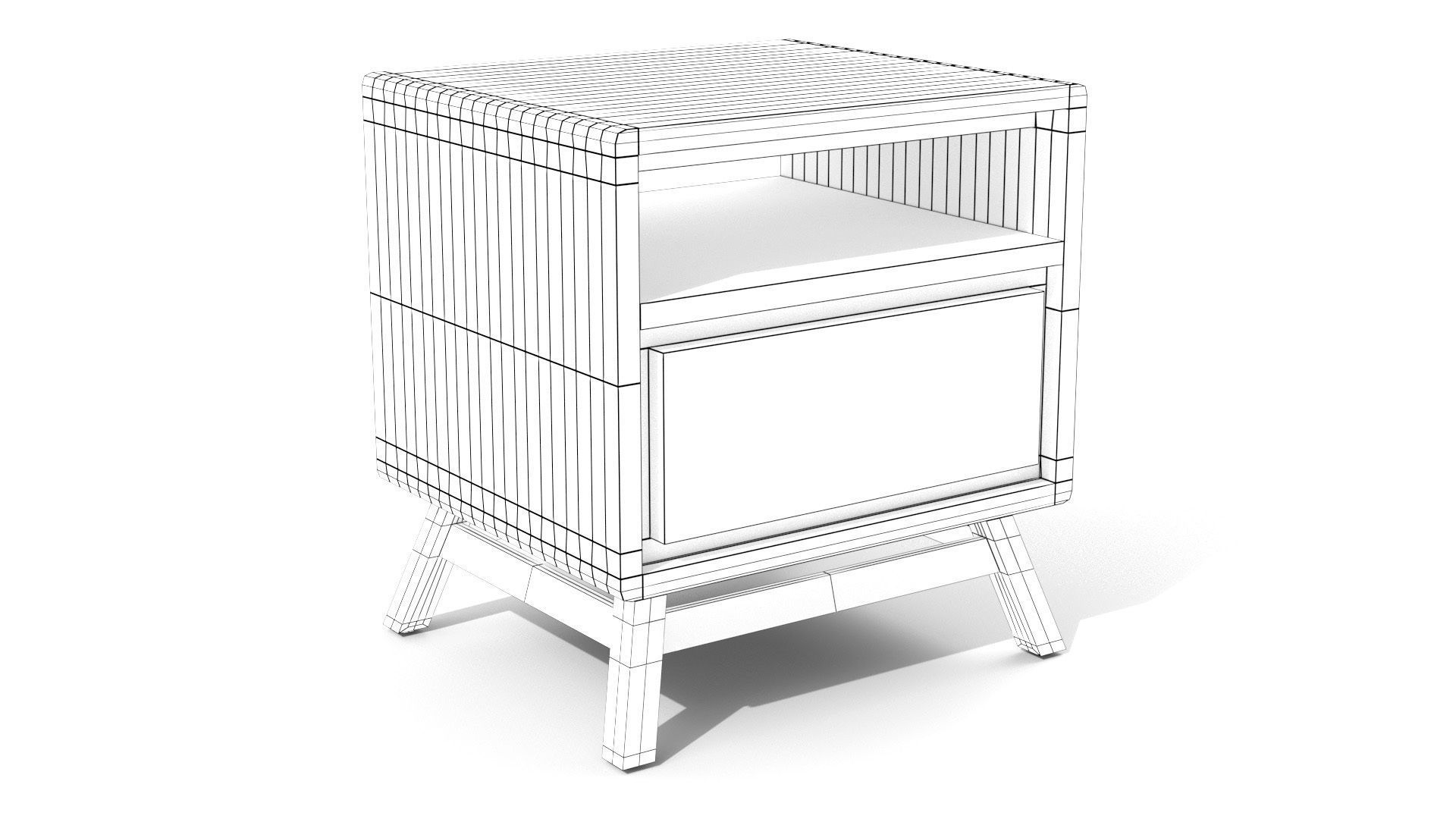 Bedside Table - Tikamoon Twist Solid Teak  Low-poly 3D model_19