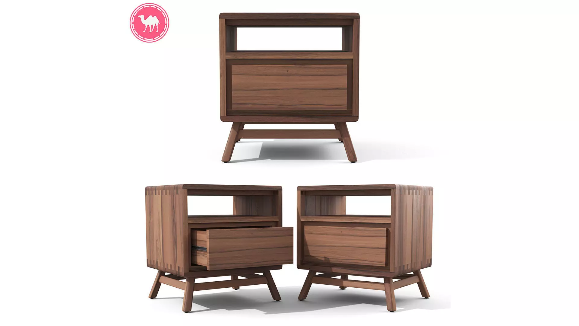 Bedside Table - Tikamoon Twist Solid Teak  Low-poly 3D model_0