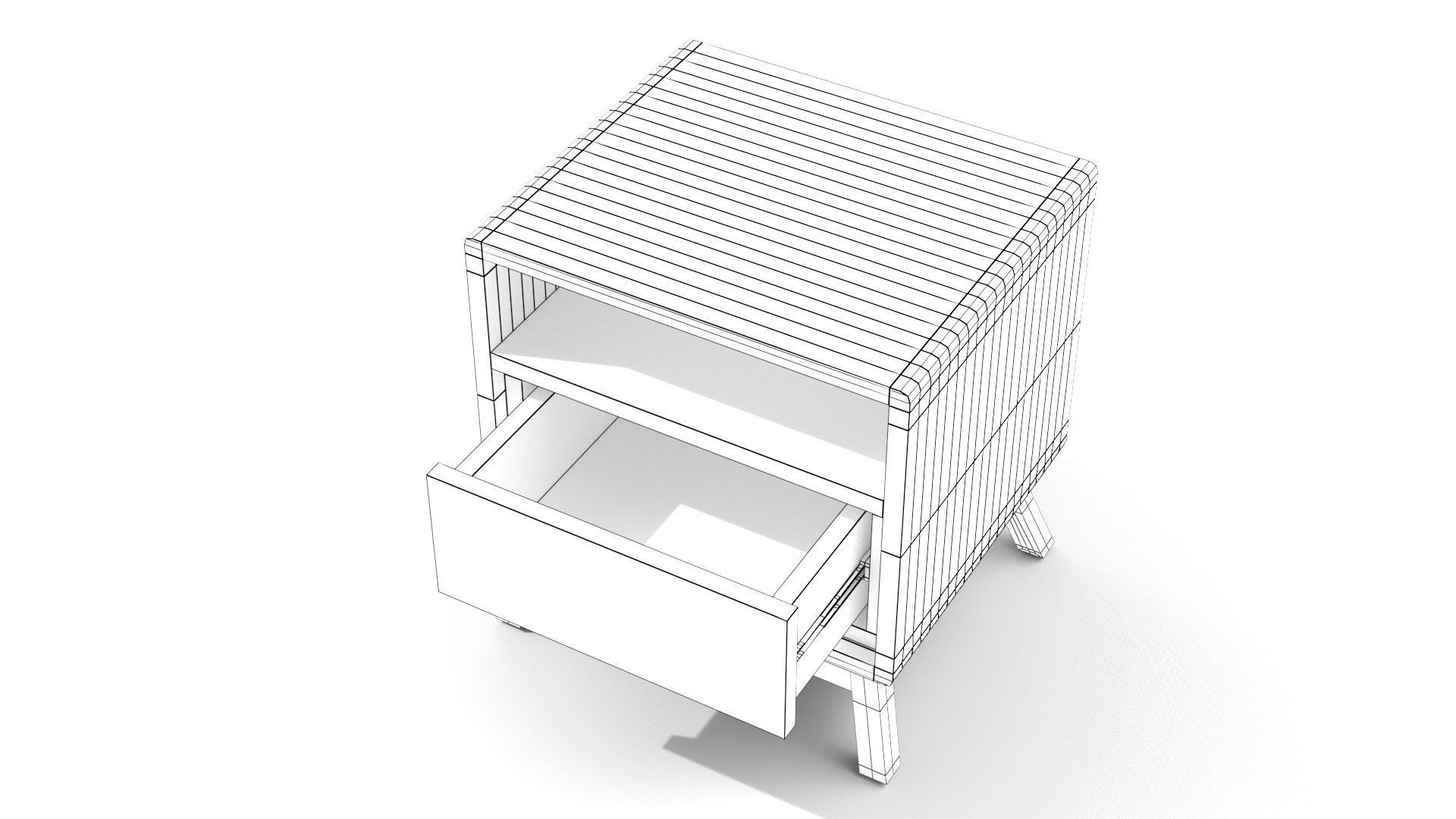 Bedside Table - Tikamoon Twist Solid Teak  Low-poly 3D model_21