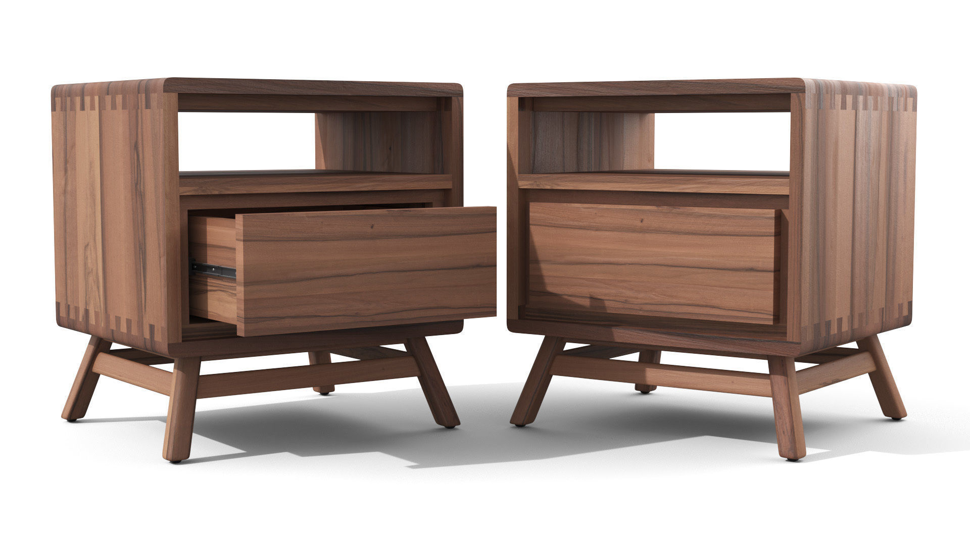 Bedside Table - Tikamoon Twist Solid Teak  Low-poly 3D model_1