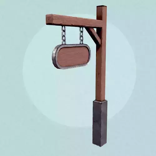 Medieval Wooden Signboard Free low-poly 3D model