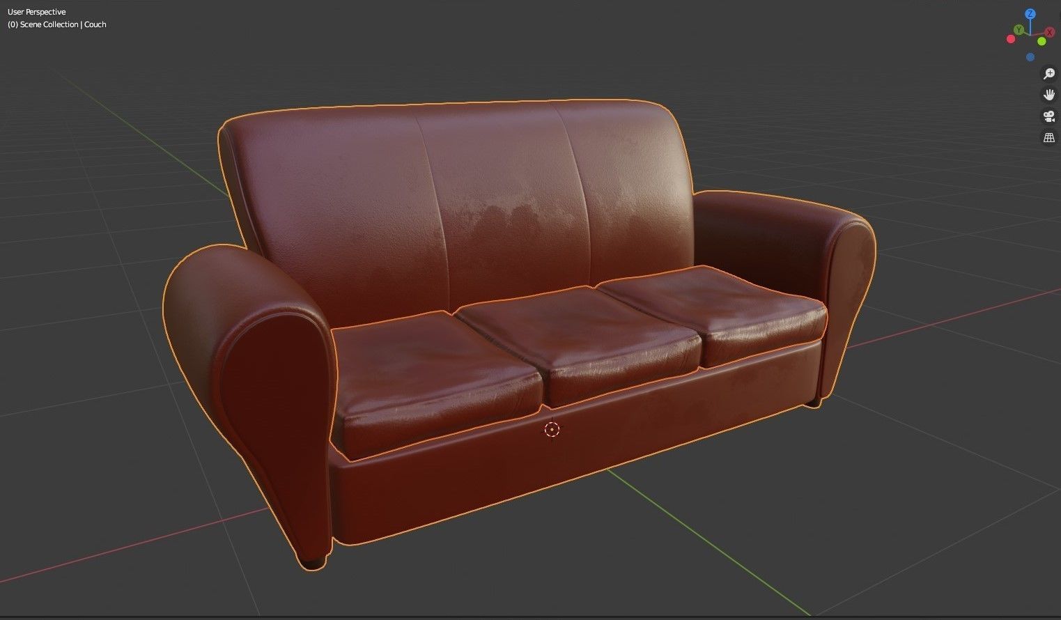 Couch leather sofa Low-poly 3D model_9
