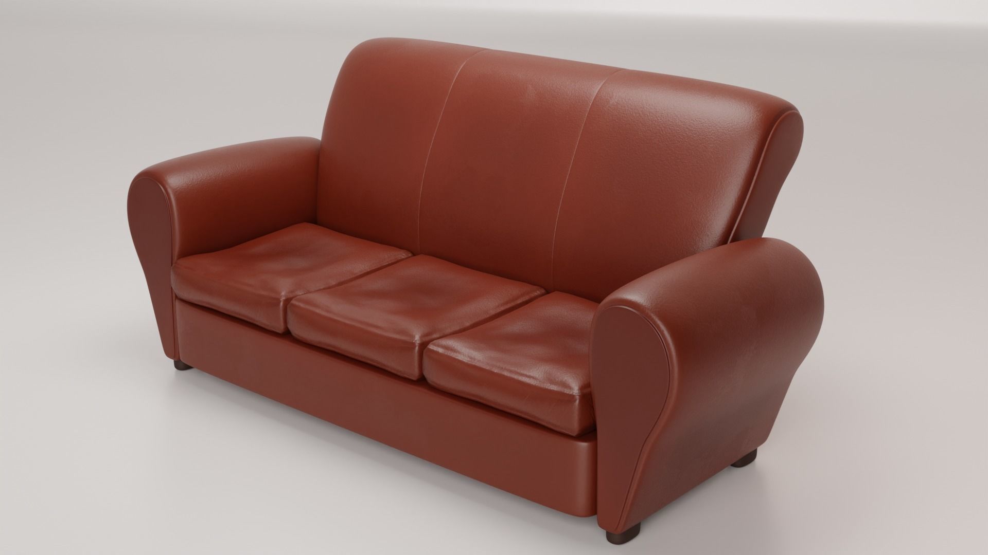 Couch leather sofa Low-poly 3D model_3