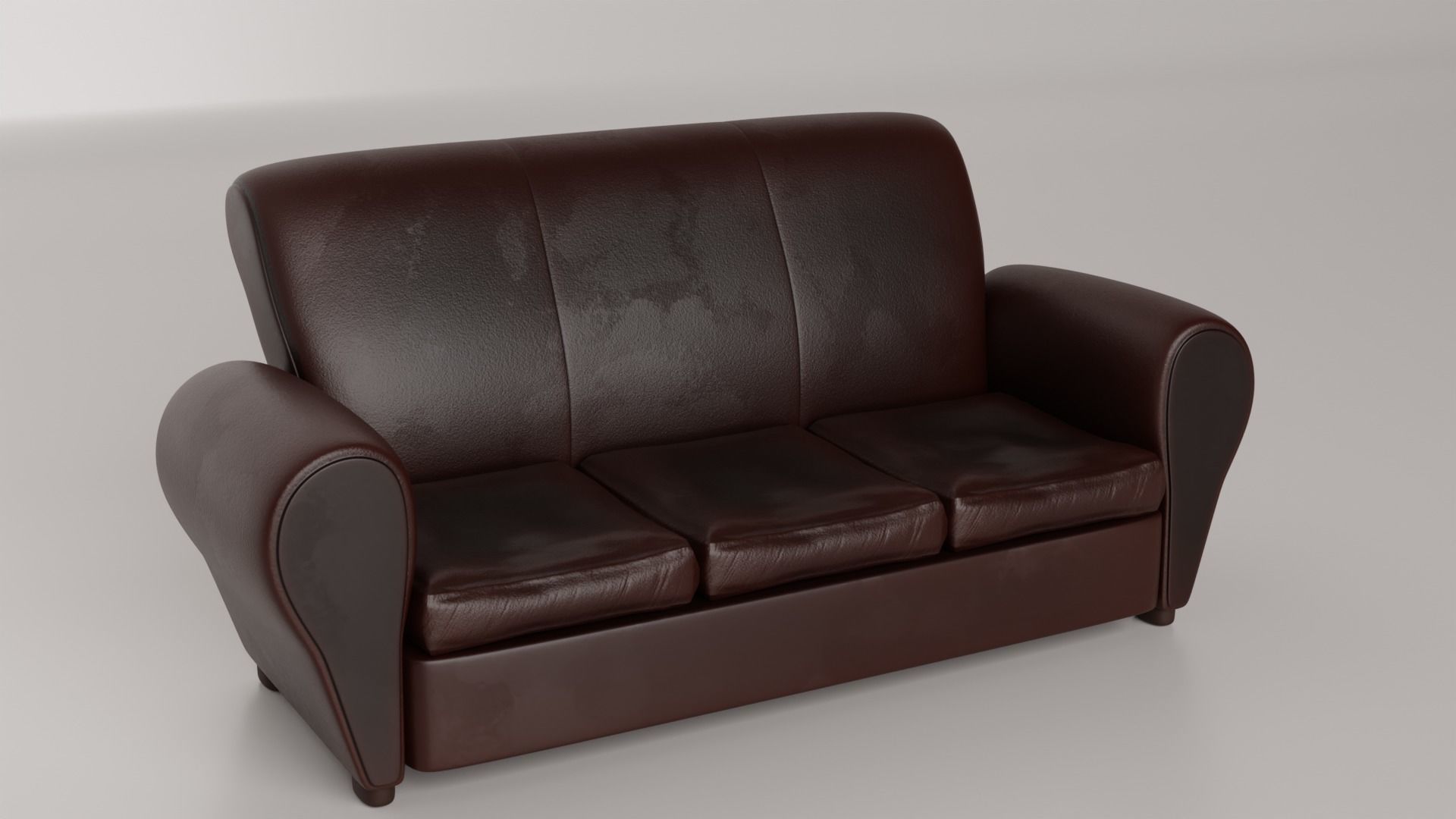 Couch leather sofa Low-poly 3D model_1