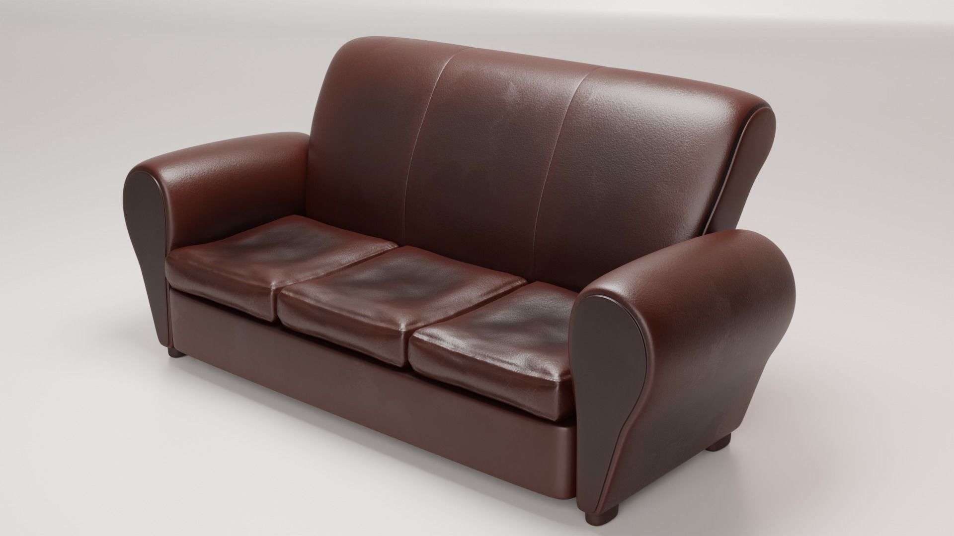 Couch leather sofa Low-poly 3D model_2