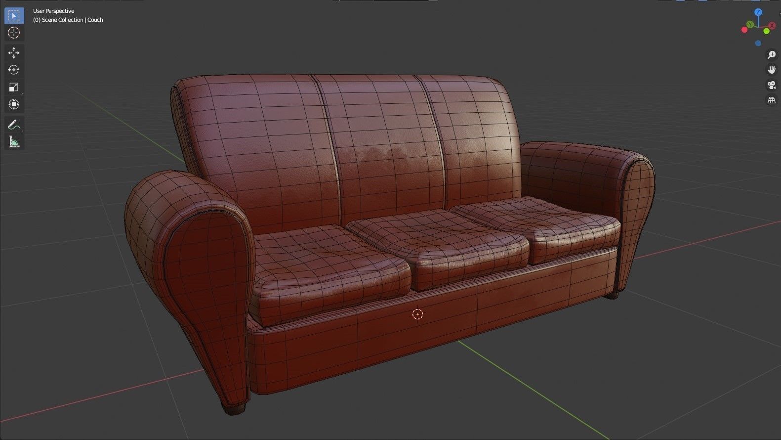Couch leather sofa Low-poly 3D model_6