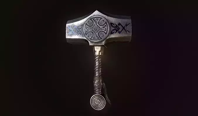 Mjolnir Hammer - Thor Hammer - God of Thunder Low-poly 3D model