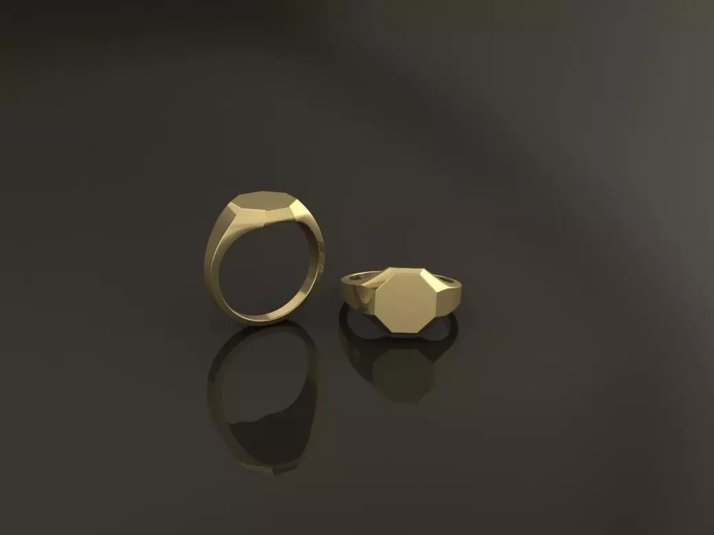 Signet Octagon Ring Band Mix Size 5 6 7 8 9 10 3D print model