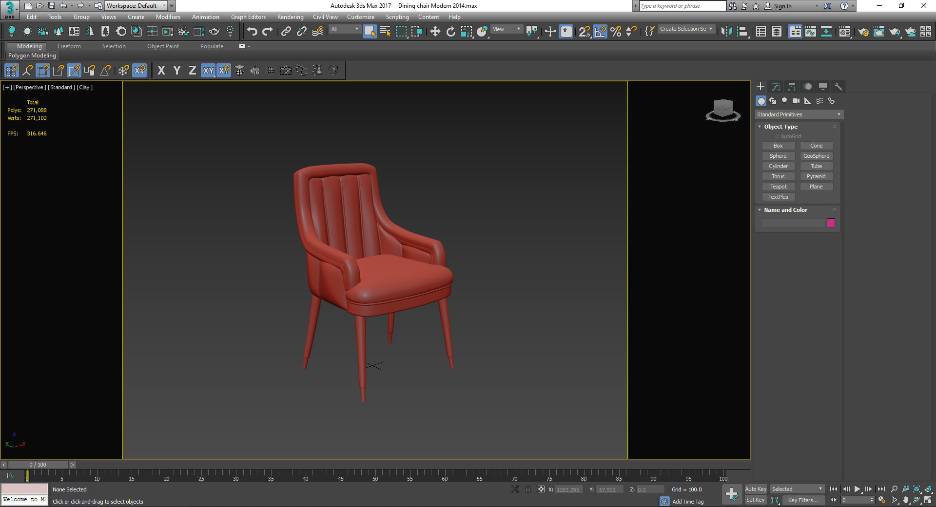 Dining chair Low-poly 3D model_7