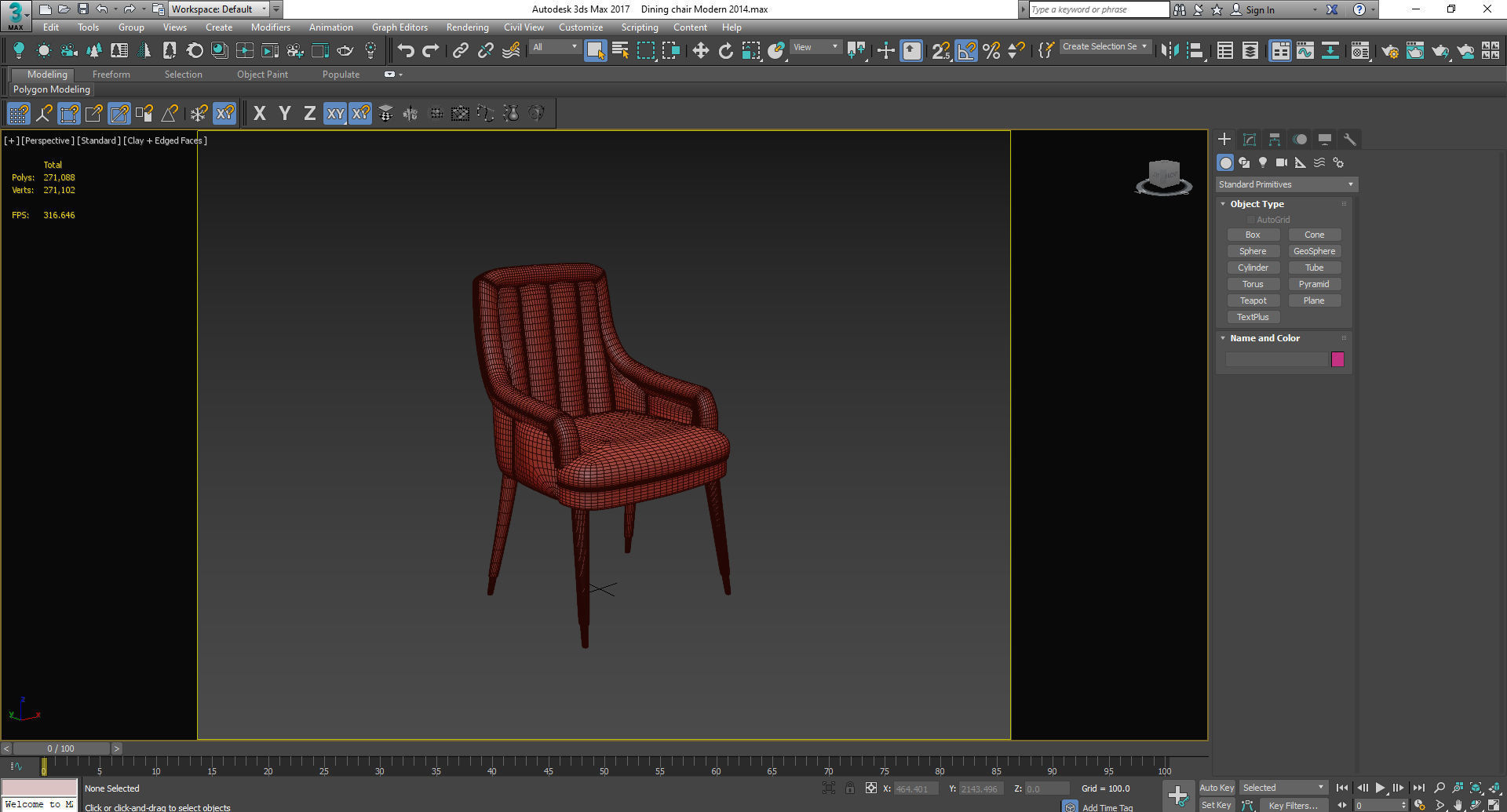 Dining chair Low-poly 3D model_8