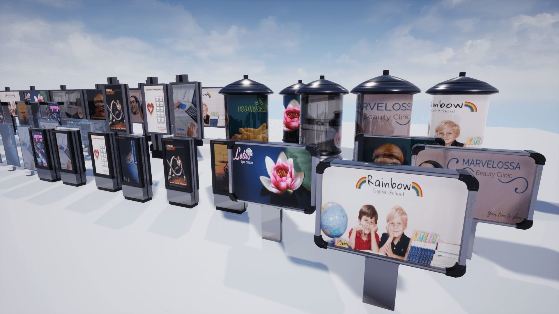 Advertising Panels 5 Unreal Engine Low-poly 3D model_13