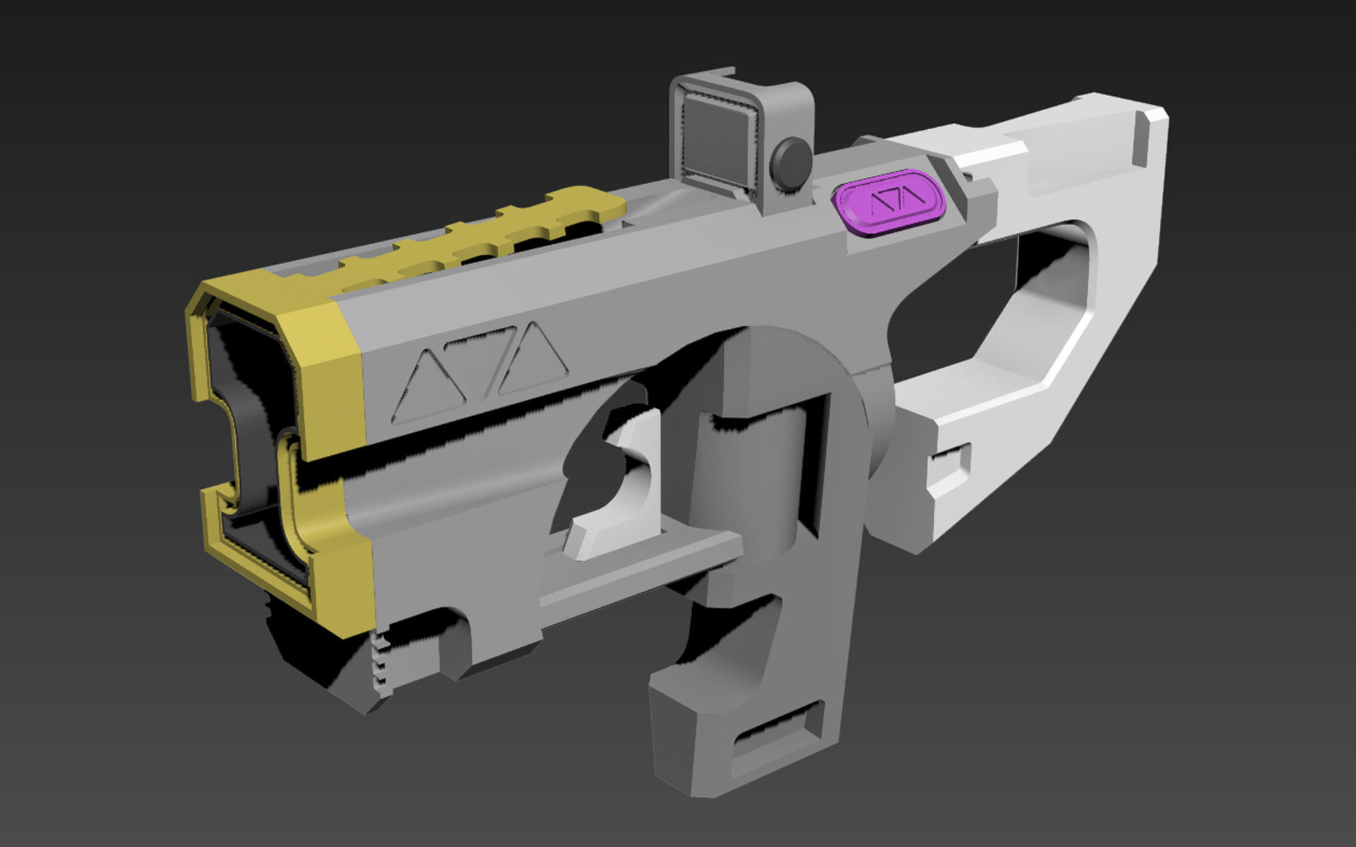 Cyberpunk SMG   Low-poly 3D model_2
