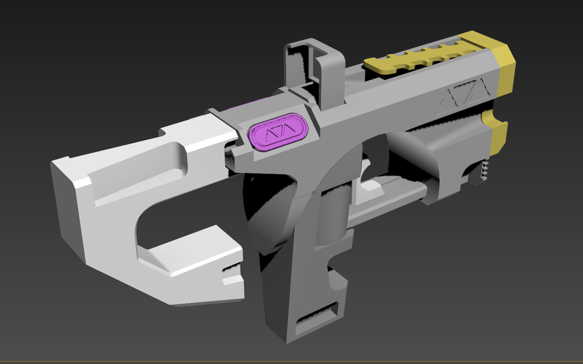 Cyberpunk SMG   Low-poly 3D model_3